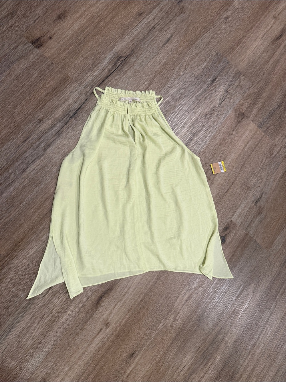 NWT Light Chartreuse Halter Neck Tank Top Fairy Hem